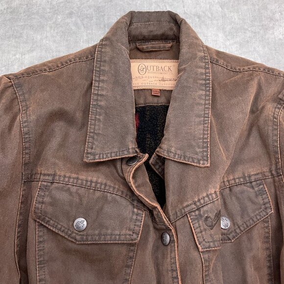 Outback Jacket Women Large Brown Los Mesa Acrylic Southwestern Sherpa Equestrian - Picture 2 of 13